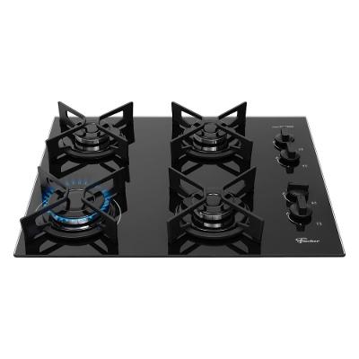 Cooktop a Gás 4 Bocas Fischer Fit Line Trempe Iron Preto Bivolt