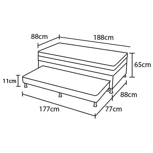 Cama Box Conjugada Solteiro Probel Platinum com Cama Auxiliar 43x88x188cm - Preta/Cinza - 8