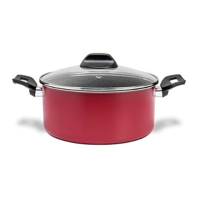 Caçarola Brinox Anis Pro-Flon Antiaderente 4,3L 24cm Tampa de Vidro Borgonha