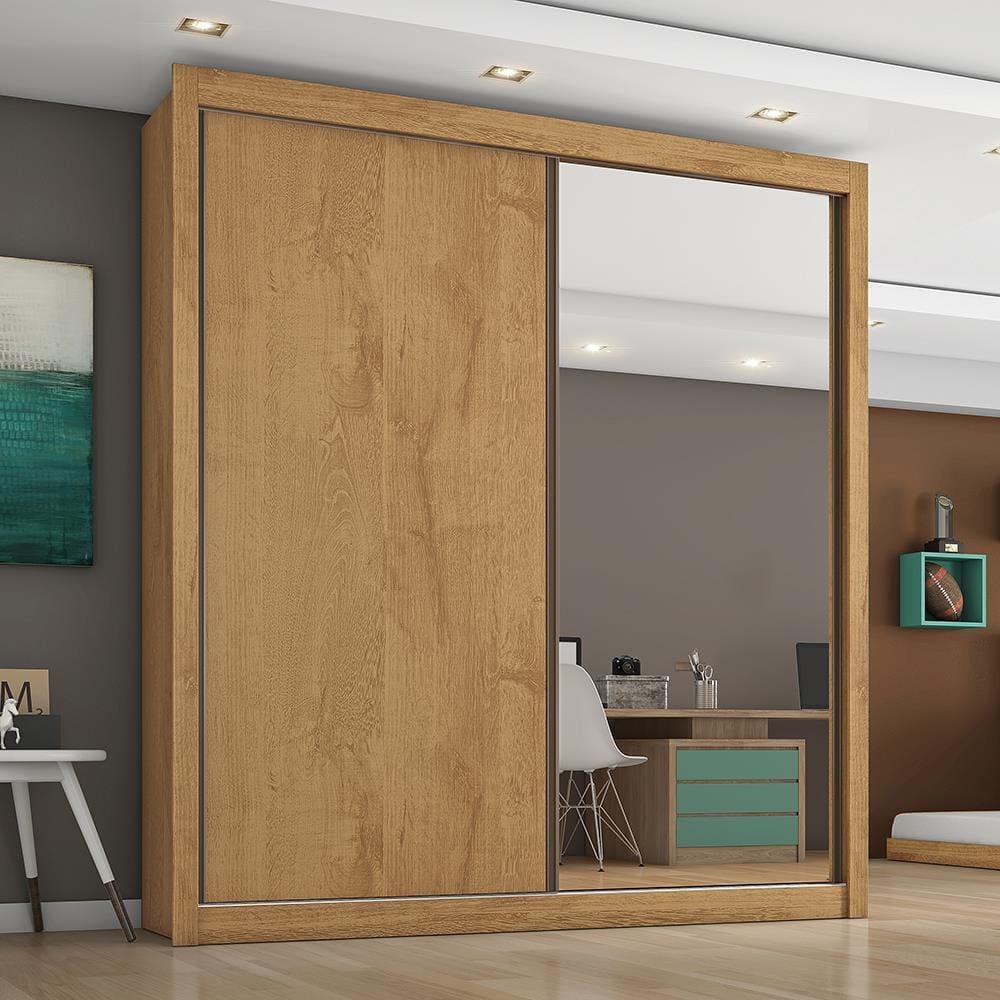 Guarda-Roupa Solteiro Móveis Europa Zurique Flex com Espelho 170cm Largura 2 Portas 4 Gavetas - 1