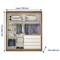 Guarda-Roupa Solteiro Móveis Europa Zurique Flex com Espelho 170cm Largura 2 Portas 4 Gavetas - 3