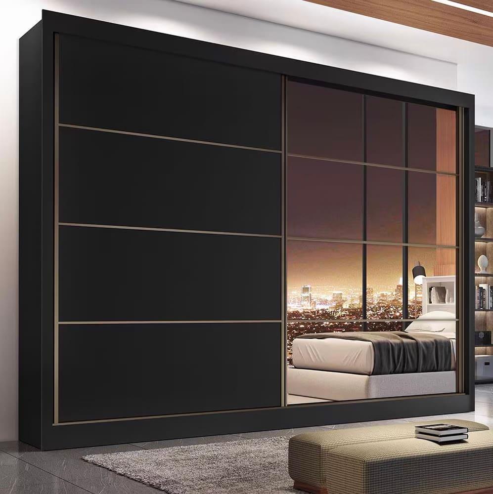 Guarda-Roupa Casal Mademarques Sevilha Flex com 228 cm Largura, 2 Portas, 6 Gavetas, 10 Prateleiras e Espelho - 1