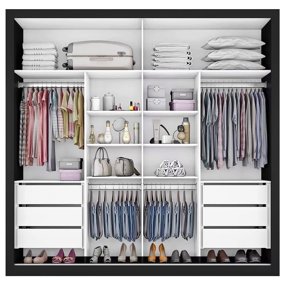Guarda-Roupa Casal Mademarques Sevilha Flex com 228 cm Largura, 2 Portas, 6 Gavetas, 10 Prateleiras e Espelho - 3
