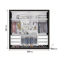 Guarda-Roupa Casal Mademarques Sevilha Flex com 228 cm Largura, 2 Portas, 6 Gavetas, 10 Prateleiras e Espelho - 7