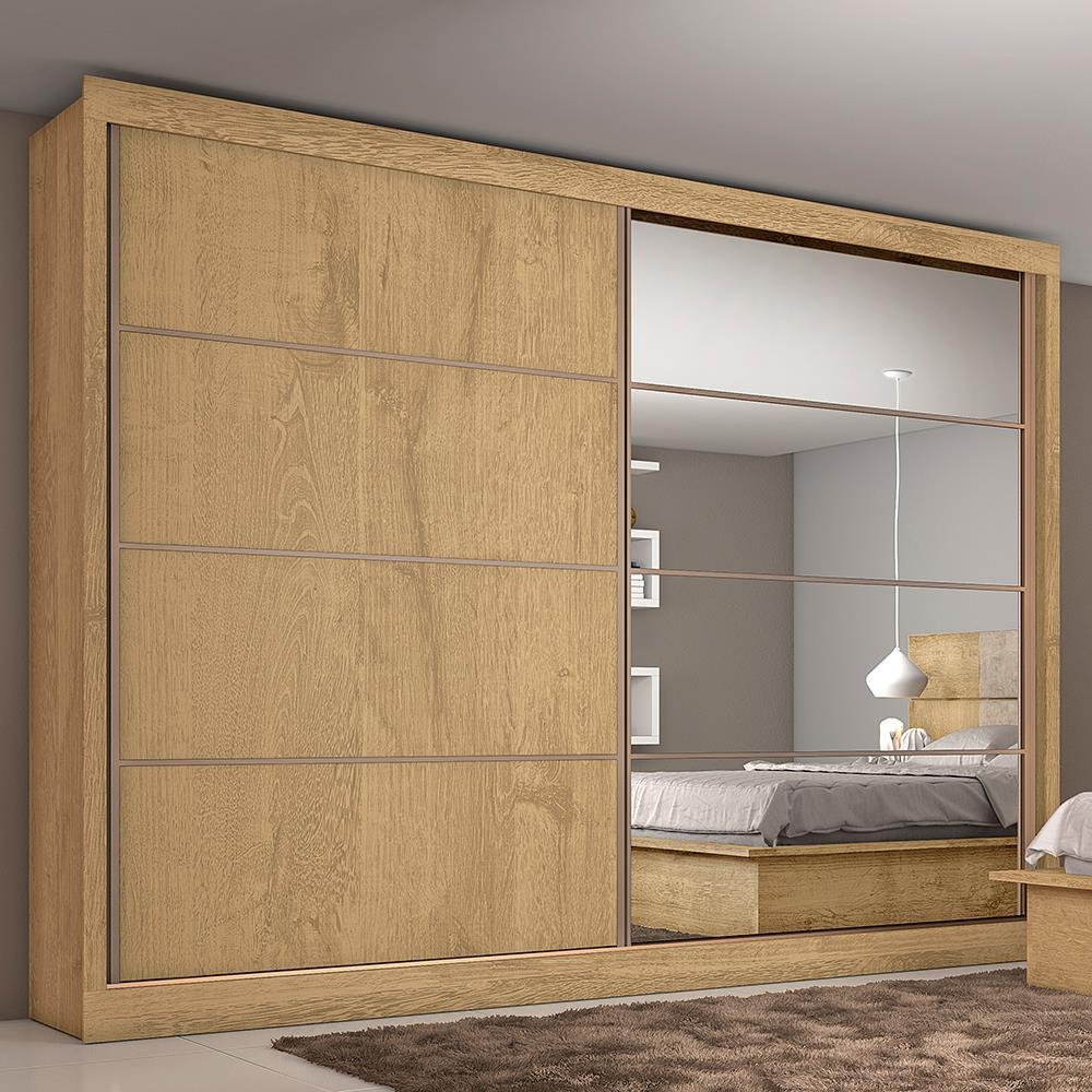 Guarda-Roupa Casal Mademarques Sevilha Flex com 228 cm Largura, 2 Portas, 6 Gavetas, 10 Prateleiras e Espelho - 1