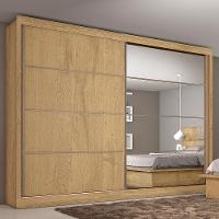 Guarda-Roupa Casal Mademarques Sevilha Flex com 228 cm Largura, 2 Portas, 6 Gavetas, 10 Prateleiras e Espelho - 1