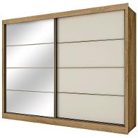 Guarda-Roupa Casal Mademarques Sevilha Flex com 228 cm Largura, 2 Portas, 6 Gavetas, 10 Prateleiras e Espelho
