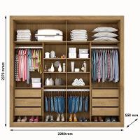 Guarda-Roupa Casal Mademarques Sevilha Flex com 228 cm Largura, 2 Portas, 6 Gavetas, 10 Prateleiras e Espelho - 8