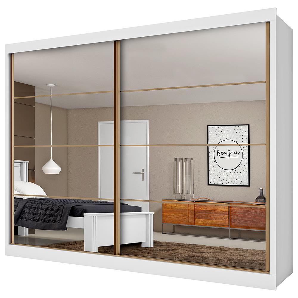 Guarda-Roupa Casal Mademarques Sevilha com 2 Portas, 6 Gavetas, 10 Prateleiras e Espelho - 228cm de largura - 2
