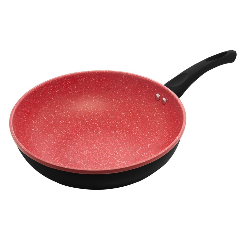Frigideira Wok de Indução Lyor em Alumínio com Revestimento Cerâmico Granilite Vermelha - 28cm - 1