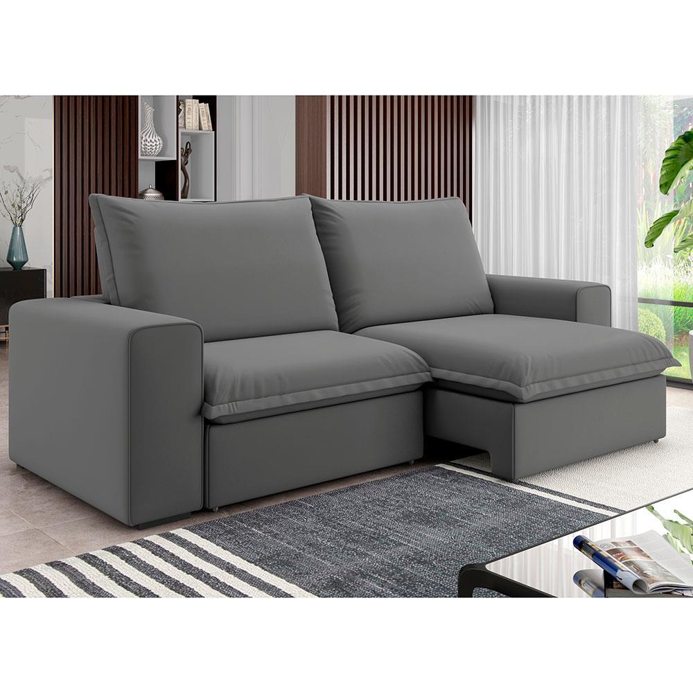 Sofá 5 Lugares Luizzi Greco Retrátil, Reclinável e Revestido em Tecido Veludo Slim 290cm Largura - 1