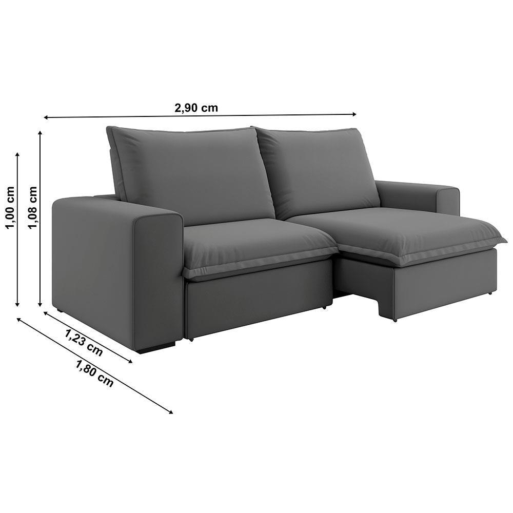 Sofá 5 Lugares Luizzi Greco Retrátil, Reclinável e Revestido em Tecido Veludo Slim 290cm Largura - 5