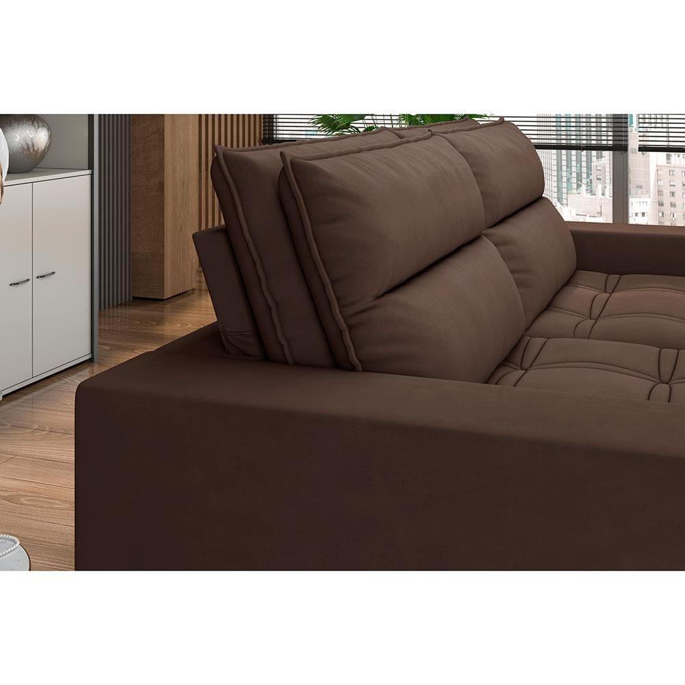 Sofá 5 Lugares Luizzi Colombo Retrátil, Reclinável e Revestido em Tecido Veludo Slim 250 cm Largura - 9
