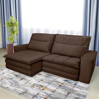 Sofá 5 Lugares Luizzi Colombo Retrátil, Reclinável e Revestido em Tecido Veludo Slim 250 cm Largura