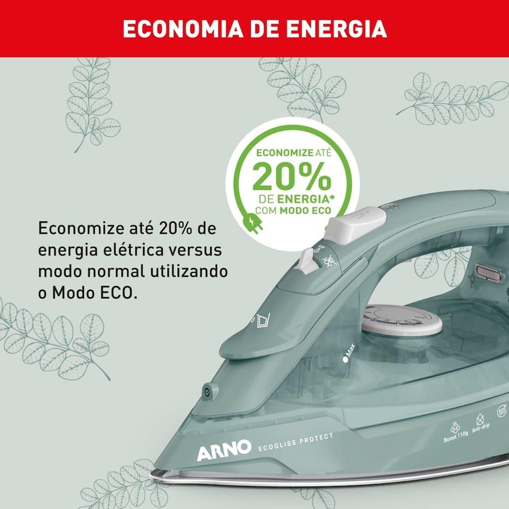 Ferro de Passar a Vapor Arno FECP Ecogliss Protect Desligamento Automático Verde - 6