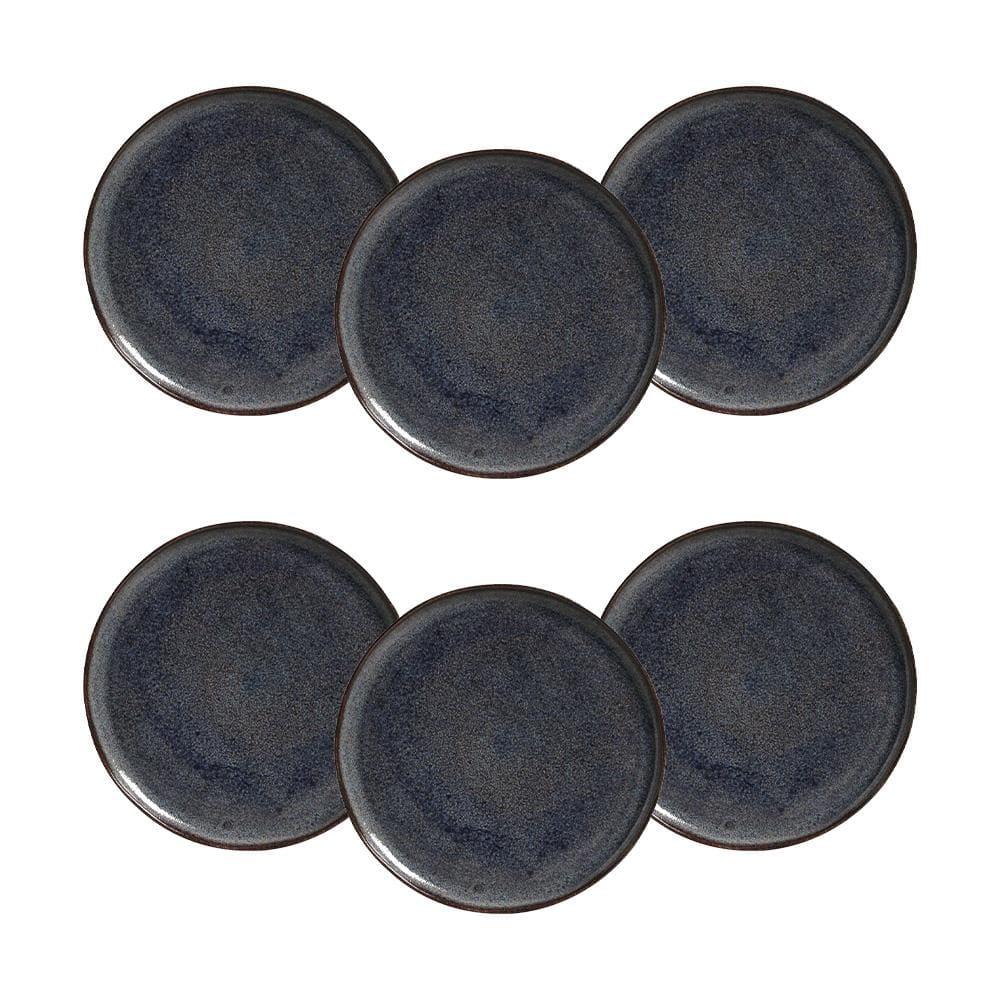 Conjunto de Pratos Rasos Porto Brasil Bio Titanium Azul Escuro 29cm - 6 Peças - 1