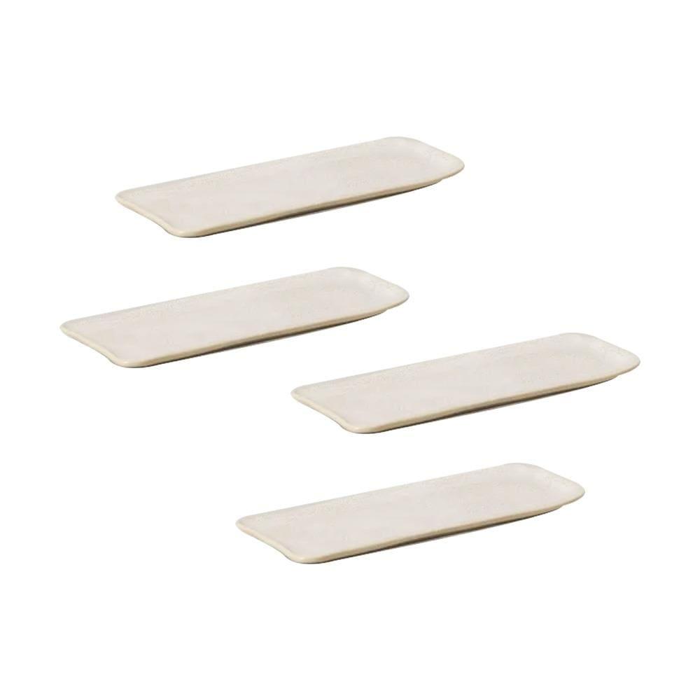 Conjunto de Travessas Retangulares Pequenas Porto Brasil Orgânico Latte 22x9,5cm - 4 Peças - 1