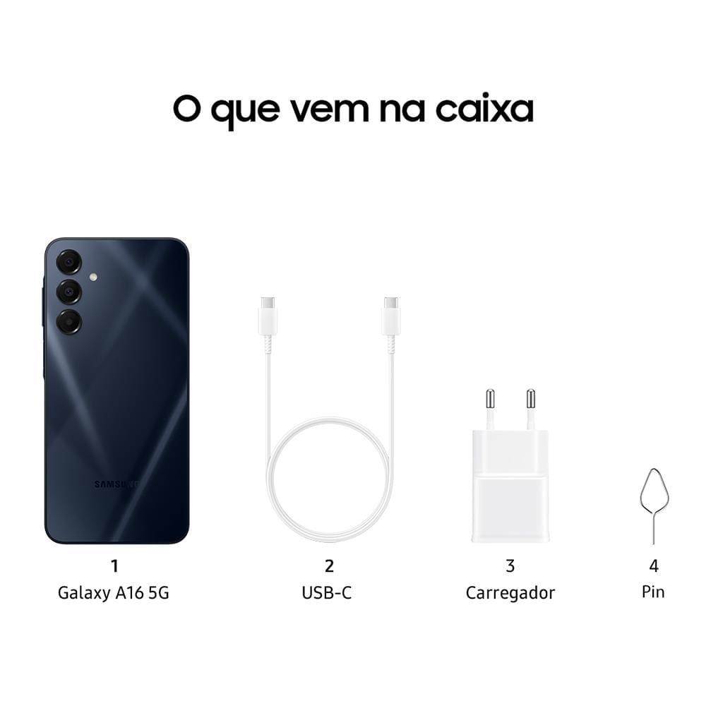 Smartphone Samsung Galaxy A16 5G Azul Escuro 128GB, 4GB RAM, Câmera de até 50MP, Tela 6.7" Full HD Super AMOLED, NFC e IP56 - 2