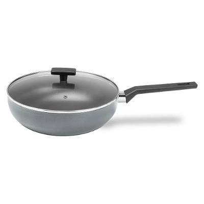 Panela Wok Brinox Preserve Antiaderente Mineral Resist 3,55L 28cm Tampa de Vidro Cinza