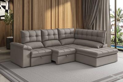 Sofá de Canto Luizzi Capri Slim 2.90m Estrutura Madeira Maciça Espuma D28