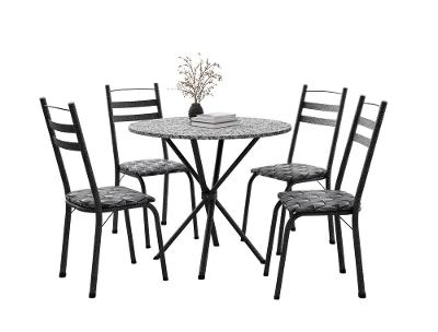Conjunto de Mesa com 4 Cadeiras Artefamol Sabiá Redonda Granito Aço Courvin