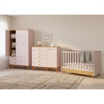 Conjunto Infantil Ternura Bartira com Berço 2 em 1, Guarda-Roupa, Cômoda e Colchão Herval