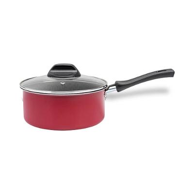 Panela Brinox Anis Antiaderente Pro-Flon Tampa de Vidro 1,2L 16cm Borgonha