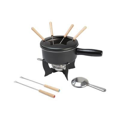 Aparelho de Fondue Brinox 10 Peças Caçarola Esmaltada 1,25L Base Fogareiro Inox Cinza Range