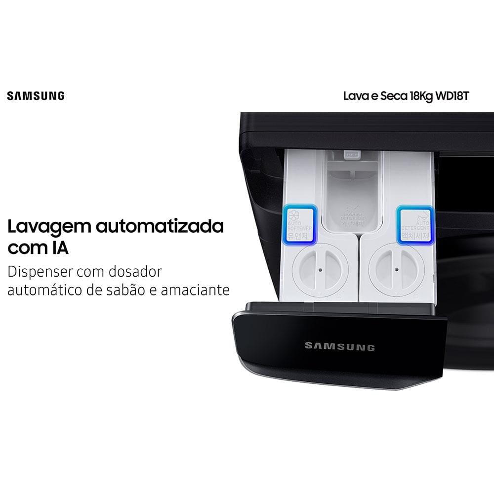 Lava e Seca Samsung Smart WD18T com AI Wash, Digital Inverter e Ecobubble Black Inox - 18/10 kg - 5