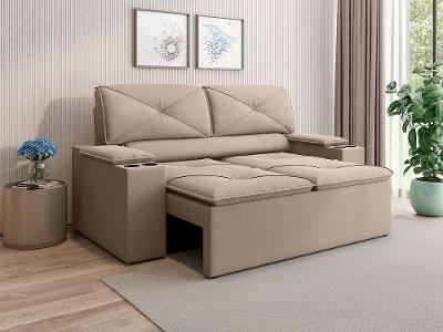Sofá 2 Lugares NextSofás Joy Velosuede Retrátil Reclinável com Porta Copos