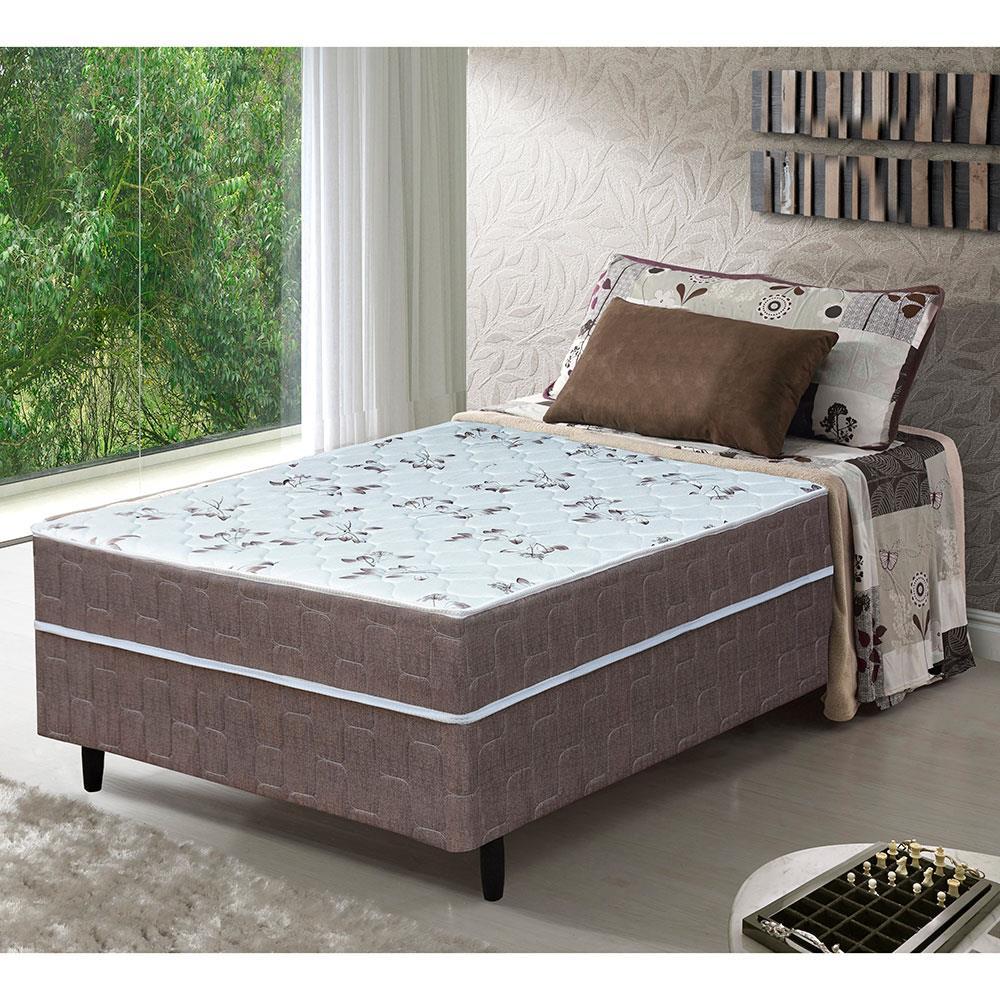 Cama Box Conjugada Solteiro Umaflex New Florença com Molas Ensacadas 55x88x188cm - Marrom/Bege - 1