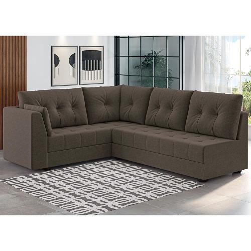 Sofá de Canto 6 Lugares Linoforte Toronto com Revestimento em Tecido Suede