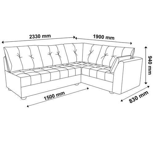 Sofá de Canto 6 Lugares Linoforte Toronto com Revestimento em Tecido Suede - 5