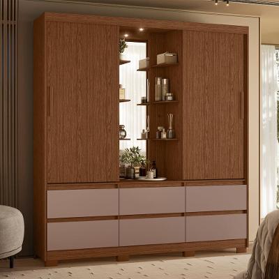 Guarda-Roupa Palumóveis Atena Casal 2 Portas de Correr 6 Gavetas com Camarim e LED