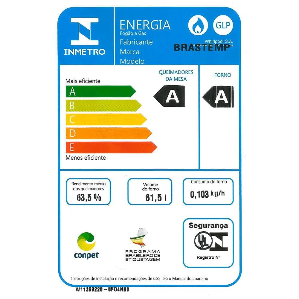 Fogão Brastemp 4 Bocas BFO4VAE com Mesa de Vidro, Grades Duplas de Ferro Fundido e Acendimento Automático Bivolt – Preto - 9