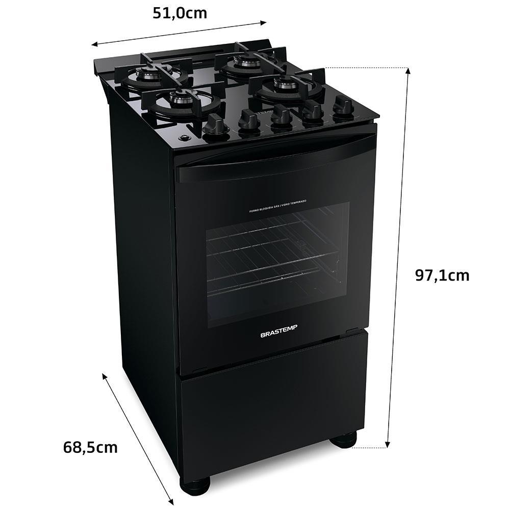 Fogão Brastemp 4 Bocas BFO4VAE com Mesa de Vidro, Grades Duplas de Ferro Fundido e Acendimento Automático Bivolt – Preto - 8