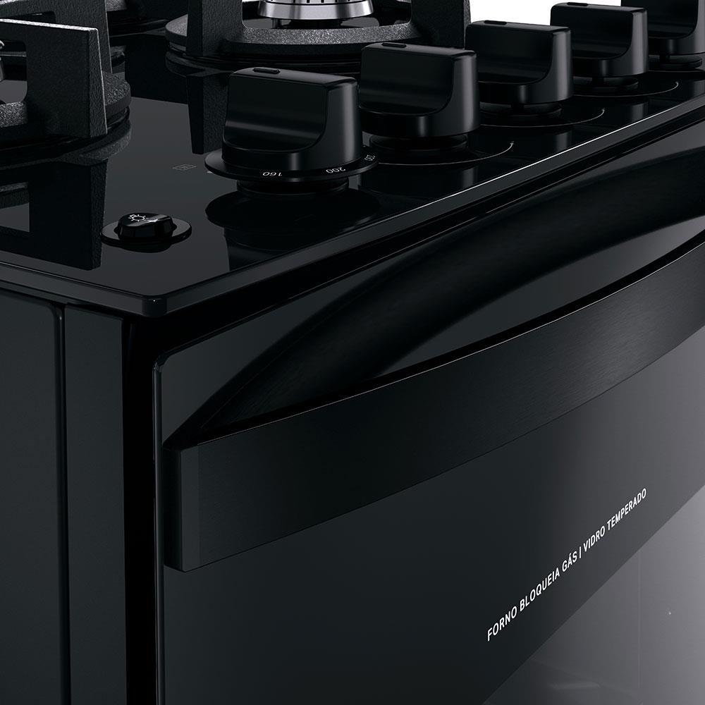 Fogão Brastemp 4 Bocas BFO4VAE com Mesa de Vidro, Grades Duplas de Ferro Fundido e Acendimento Automático Bivolt – Preto - 6