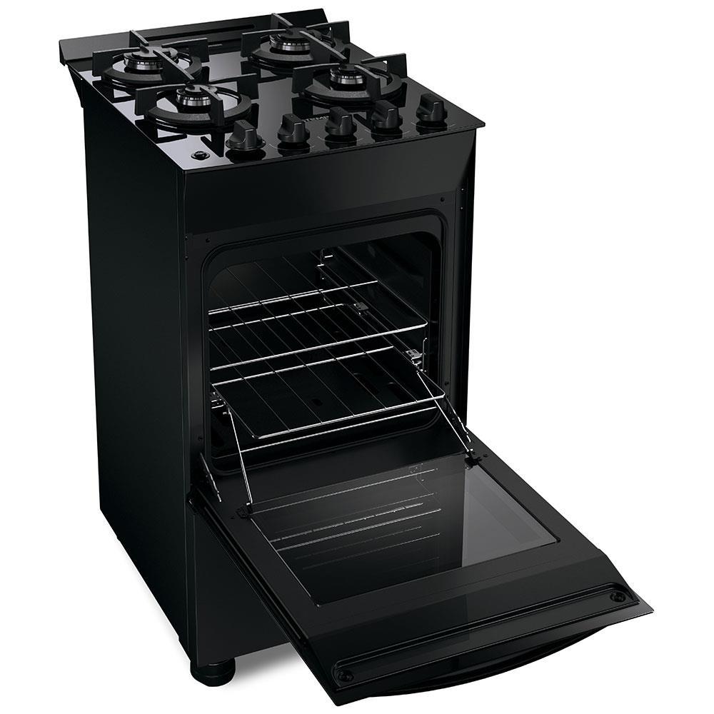 Fogão Brastemp 4 Bocas BFO4VAE com Mesa de Vidro, Grades Duplas de Ferro Fundido e Acendimento Automático Bivolt – Preto - 4