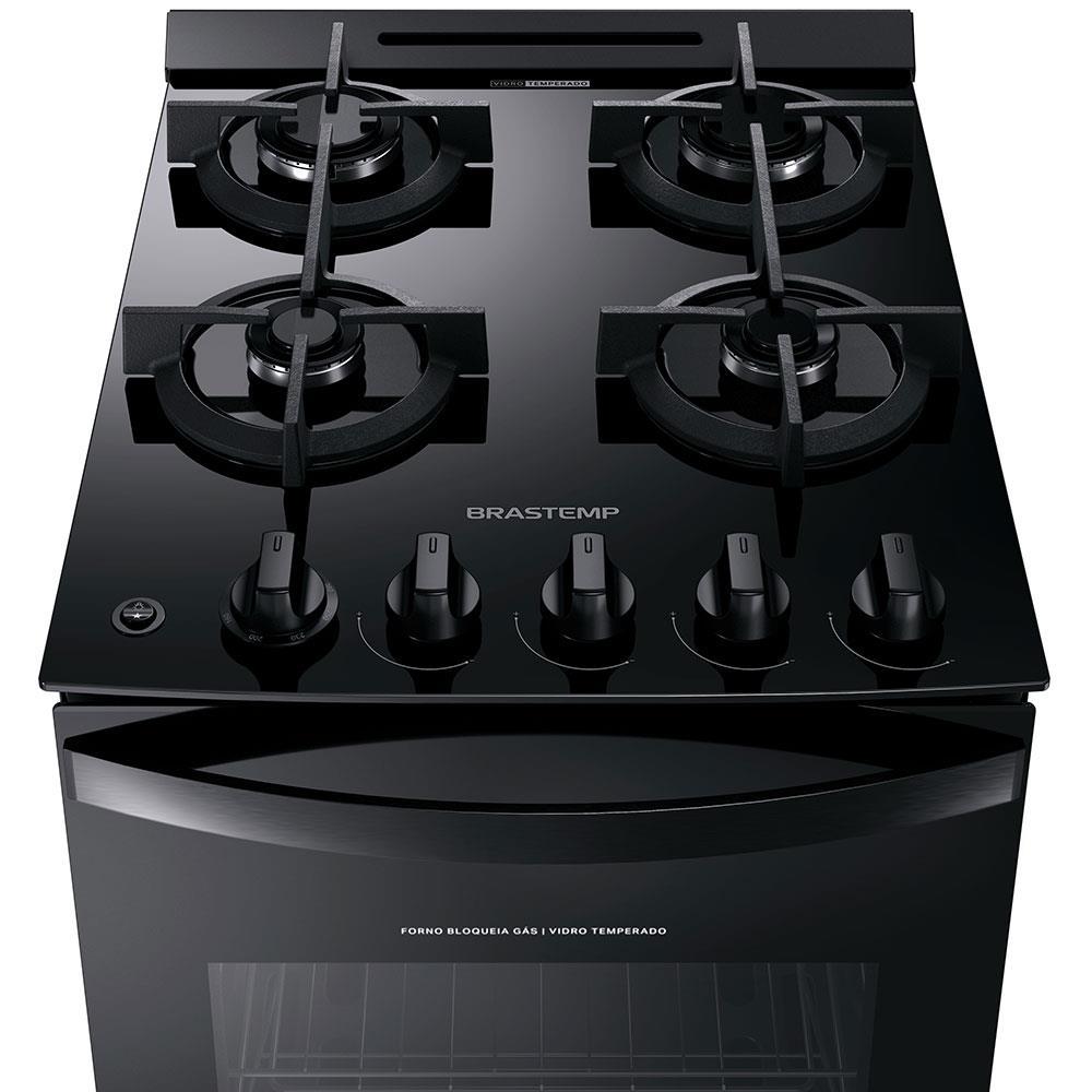 Fogão Brastemp 4 Bocas BFO4VAE com Mesa de Vidro, Grades Duplas de Ferro Fundido e Acendimento Automático Bivolt – Preto - 2