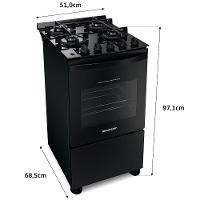 Fogão Brastemp 4 Bocas BFO4VAE com Mesa de Vidro, Grades Duplas de Ferro Fundido e Acendimento Automático Bivolt – Preto - 8