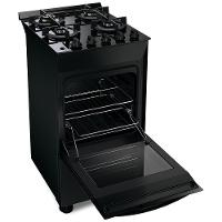 Fogão Brastemp 4 Bocas BFO4VAE com Mesa de Vidro, Grades Duplas de Ferro Fundido e Acendimento Automático Bivolt – Preto