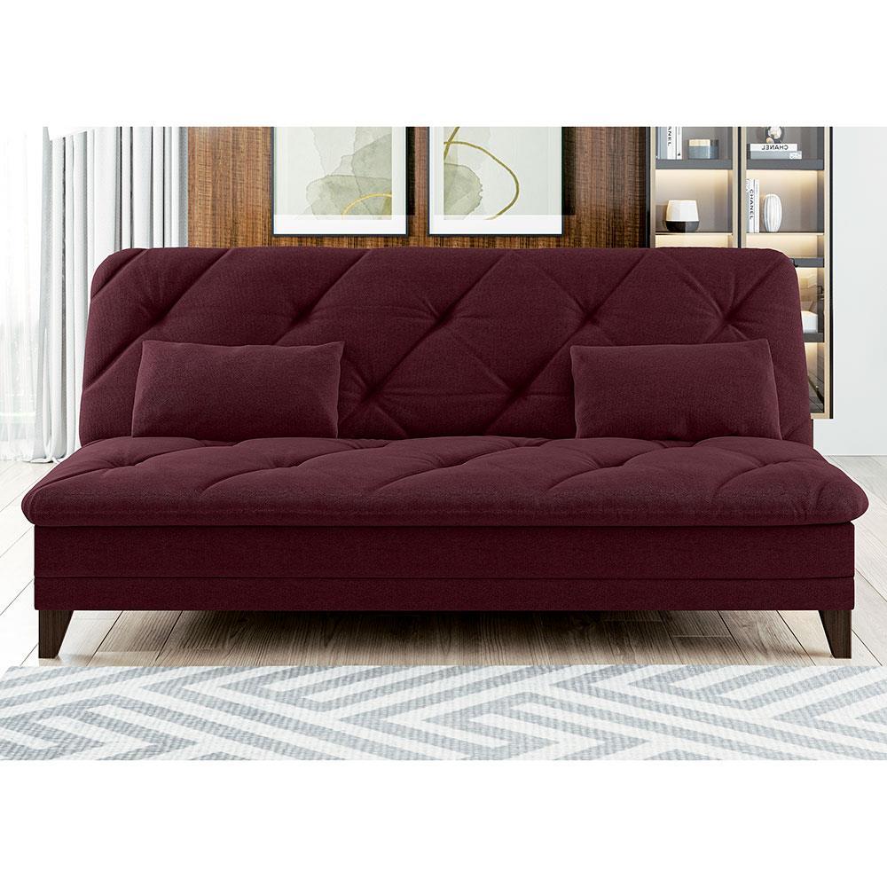 Sofá-Cama 3 Lugares Linoforte Jamile com Encosto Reclinável em Tecido Suede - 188cm de Largura - 1