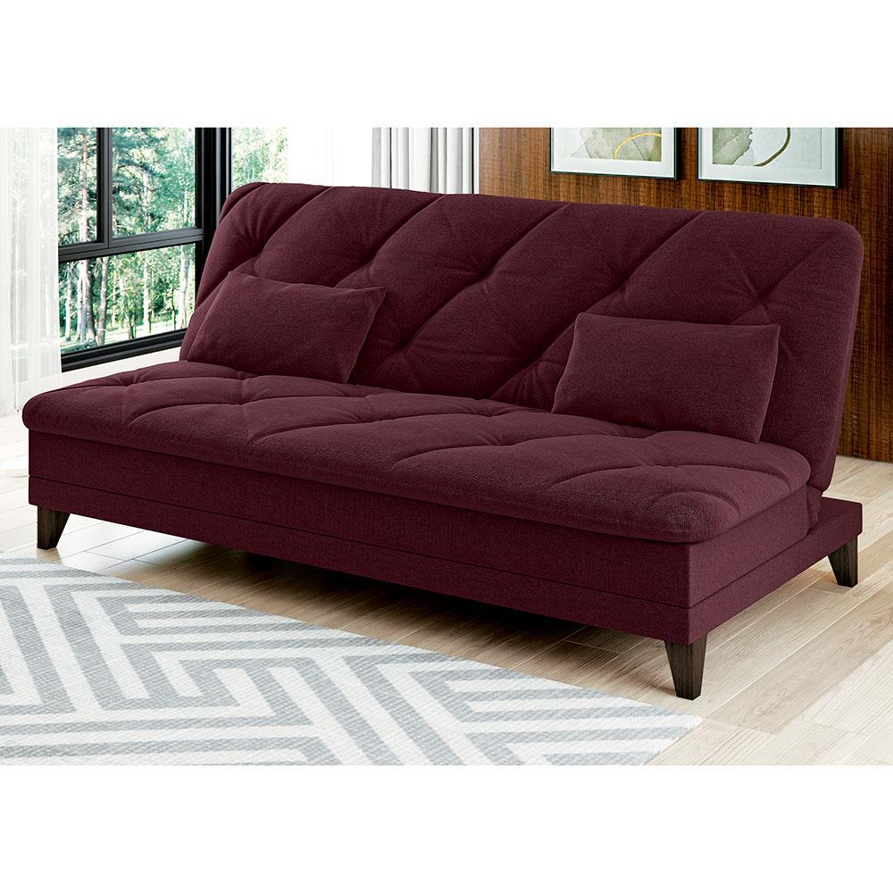 Sofá-Cama 3 Lugares Linoforte Jamile com Encosto Reclinável em Tecido Suede - 188cm de Largura - 2