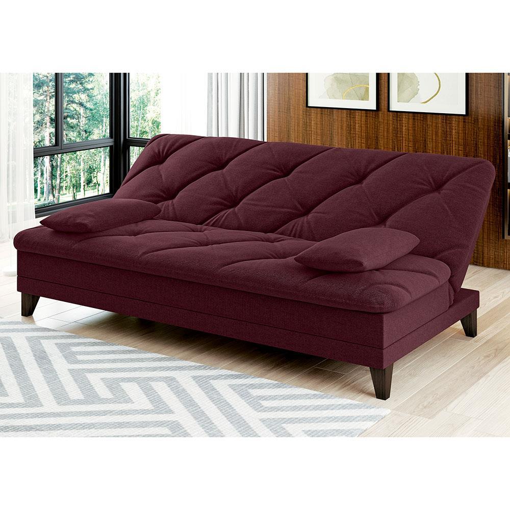 Sofá-Cama 3 Lugares Linoforte Jamile com Encosto Reclinável em Tecido Suede - 188cm de Largura - 3