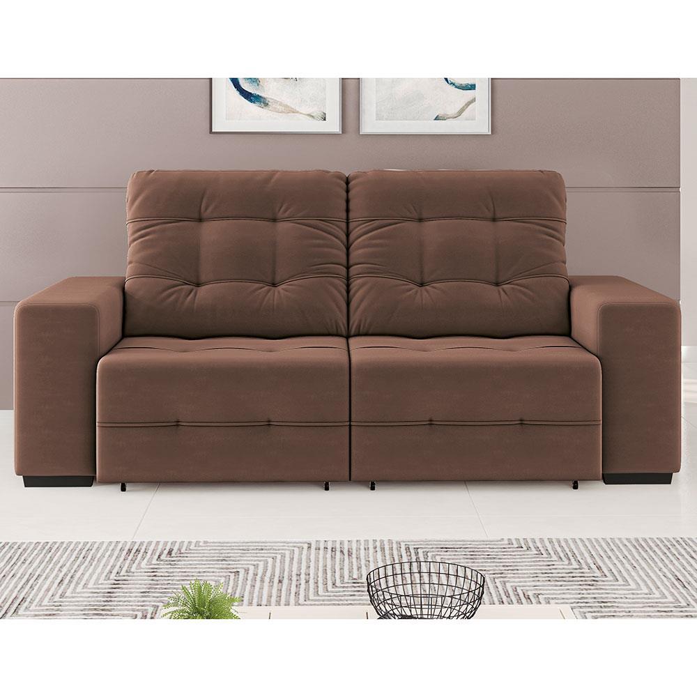 Sofá 3 Lugares Linoforte Bonno com 200 cm de Largura, Retrátil e Reclinável, Revestido em Tecido Suede - 8