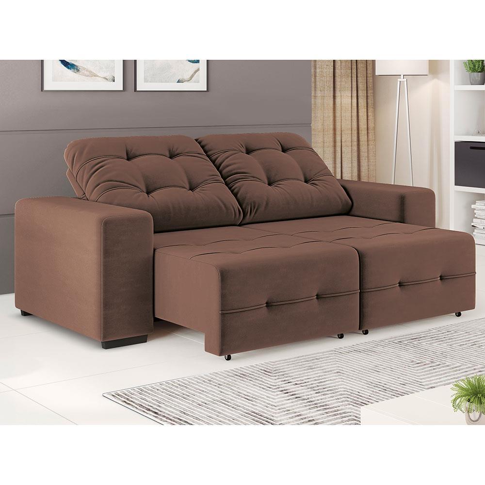 Sofá 3 Lugares Linoforte Bonno com 200 cm de Largura, Retrátil e Reclinável, Revestido em Tecido Suede - 10