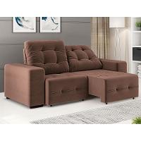 Sofá 3 Lugares Linoforte Bonno com 200 cm de Largura, Retrátil e Reclinável, Revestido em Tecido Suede - 1