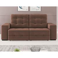Sofá 3 Lugares Linoforte Bonno com 200 cm de Largura, Retrátil e Reclinável, Revestido em Tecido Suede