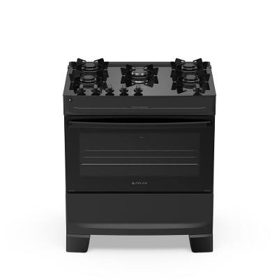 Fogão Atlas Mônaco Top Glass 5 Bocas com Mesa de Vidro e Mega Chama Bivolt Preto