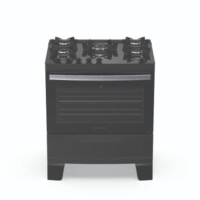 Fogão Atlas Agile Up Glass 5 Bocas com Mesa de Vidro e Tripla Chama Bivolt Preto